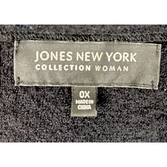 Jones New York Size OX | 12W Black Merino Wool Jacket Sweater Frog Closing - Picture 6 of 9